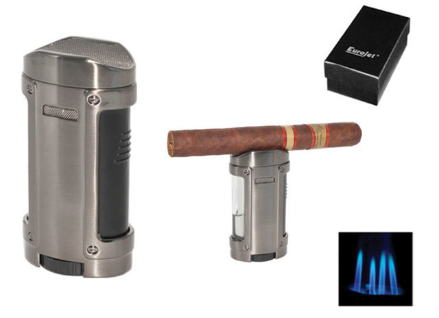 Cigar Lighters Briquet Cigare EUROJET 4 Torches - Chrome