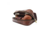 Tobacco Pouches CHACOM full grain leather 2 Pipe Case with Pouch CC017 - retro brown