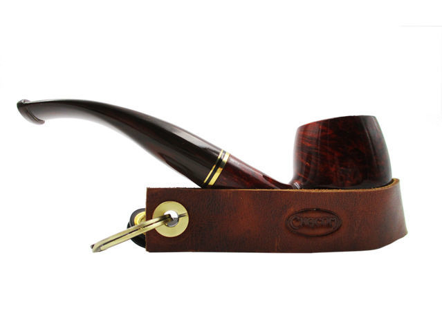 Tobacco Jar & Pipe stand CHACOM Leather Pipe Stand - PPCUIR brown 