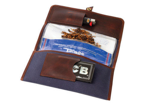 Tobacco Pouches CHACOM Tobbaco Pouch CC019 - blue canvas & leather 