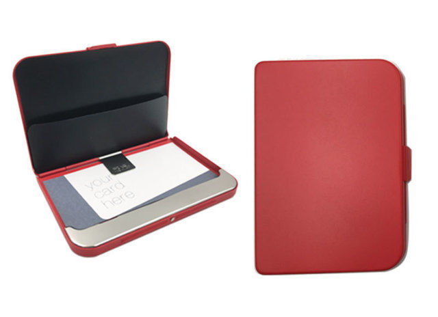 TSUBOTA Card holder Porte Cartes Tsubota en acier rouge mat