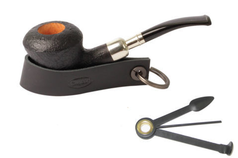 Bourre-pipes & Cure-pipes Porte-pipe cuir noir + couteau-fumeur W019