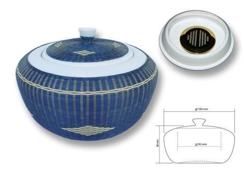  Pot à tabac porcelaine & bambou CHACOM Bleu