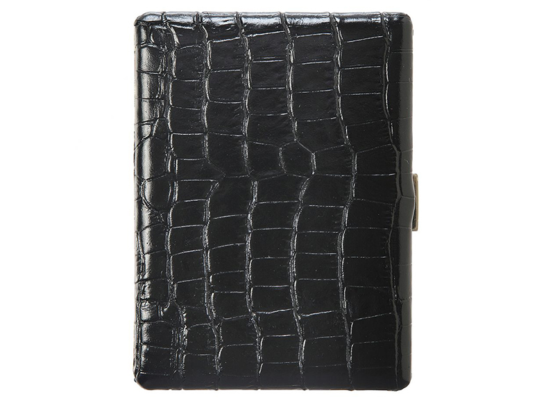 TSUBOTA PEARL Cigarette Case 04427 - Black Leather wrapped