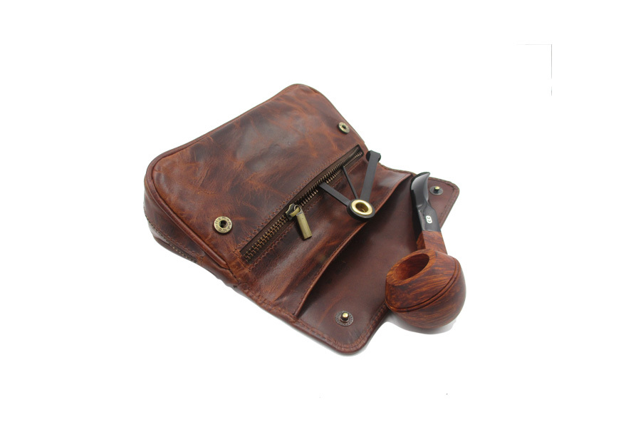 Chacom leather tobacco pouch vintage (CC019BR) - La Pipe Rit