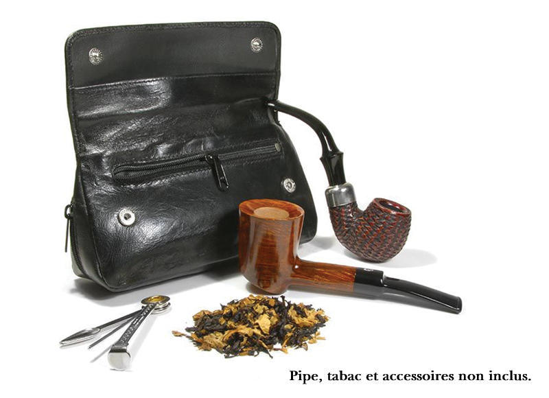 Étui En Cuir Pour 2 Pipes à Tabac – Housse Portable Avec Dragonne – Poche Accessoires – Cadeau Pour Fumeur – Dragon Motif