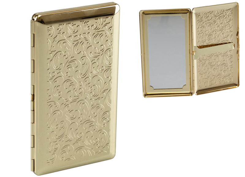 slim cigarette case Slim Cigarette Case 10304 - Gold with Baroque Design - ACCESSORIES -  Cigarette accessories