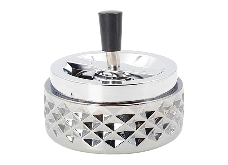 Glass Push Ashtray in Metallic Gray TAB-37014 - ACCESSORIES