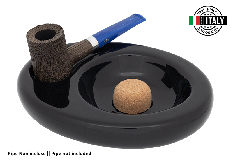 chacom tobacco CHACOM Matte Black Ceramic Ashtray – 1-Pipe with Cork Knocker