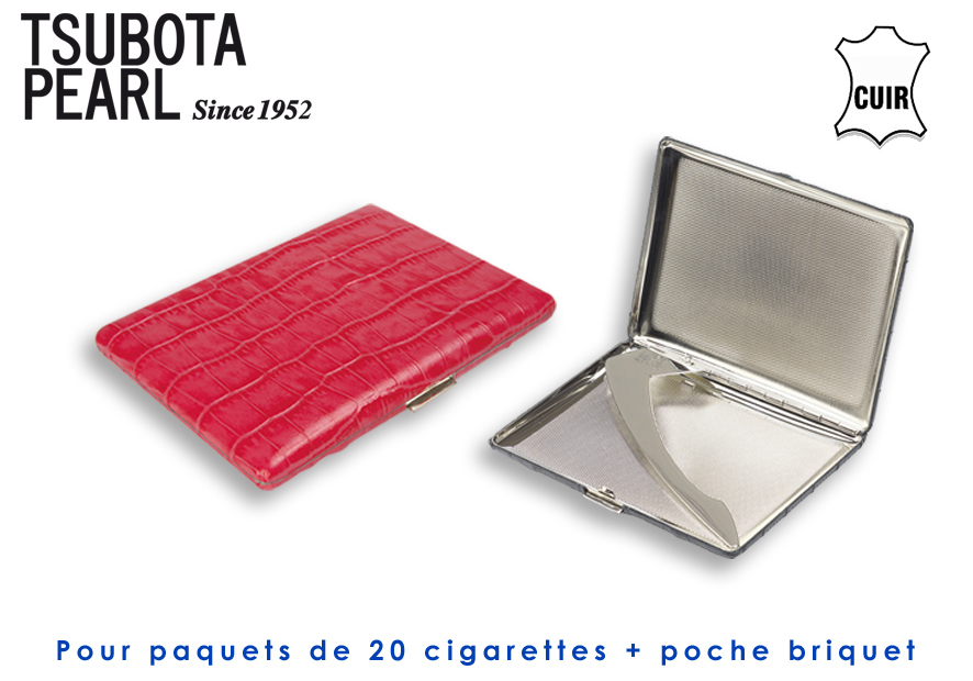 cigarette case pink TSUBOTA PEARL Cigarette Case 04427 - Pink Leather wrapped - ACCESSORIES -  Cigarette accessories